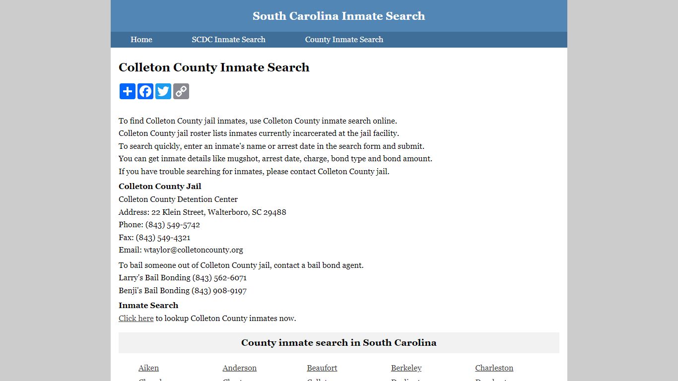 Colleton County Inmate Search