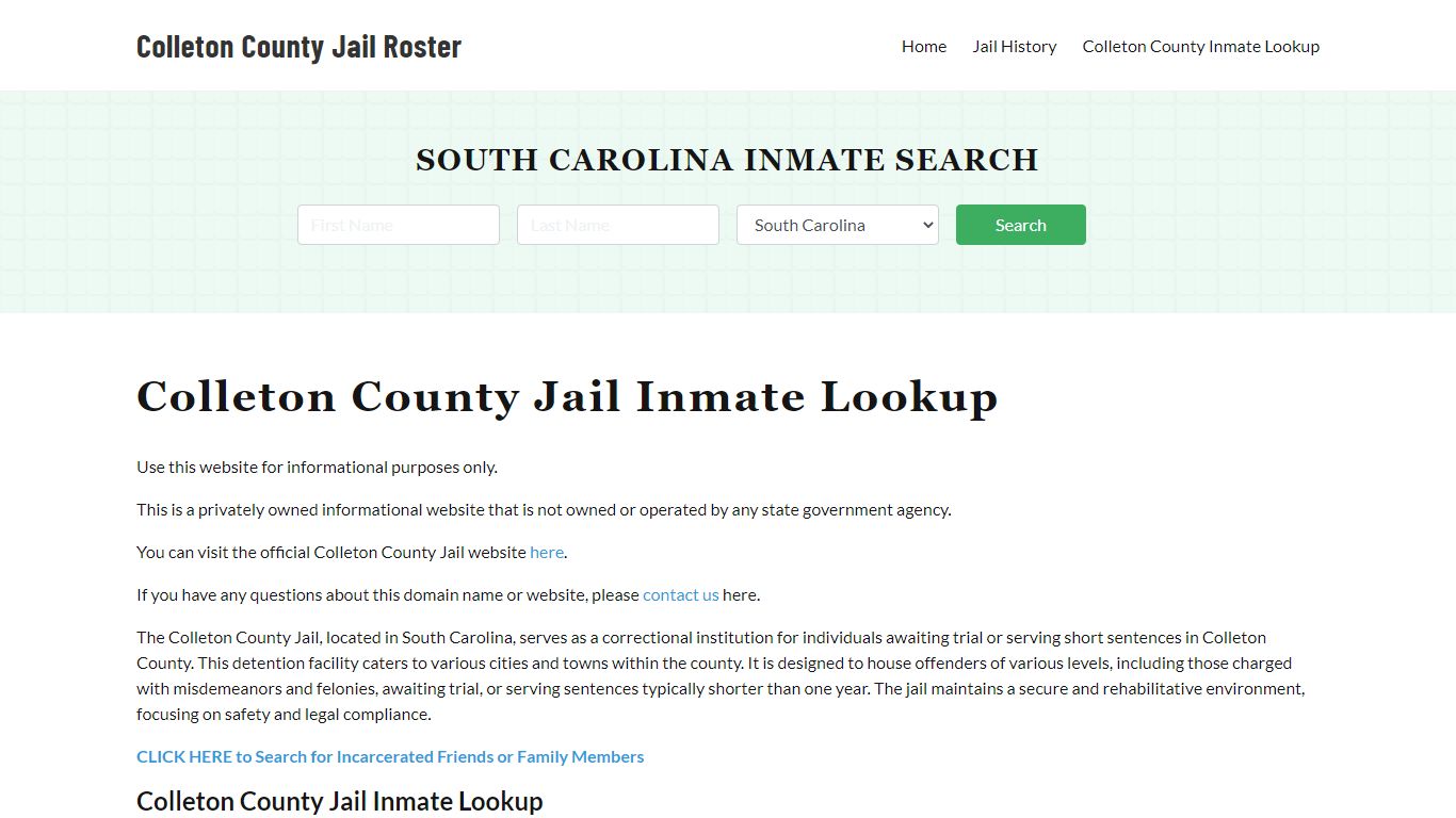 Colleton County Jail Roster Lookup, SC, Inmate Search